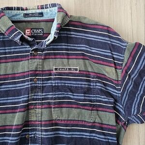 Vintage Chaps Men's Striped Corduroy Button Up Shirt